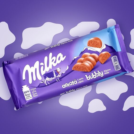 Молочный шоколад с пузырьками Milka Bubbly Milk Chocolate, 90 г