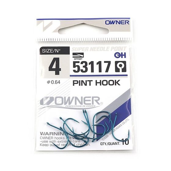 Крючок OWNER Pint Hook blue №4, 10 шт.