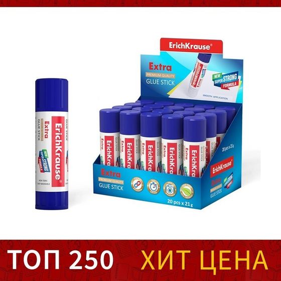 Клей-карандаш, ErichKrause Extra, усиленный, 21г