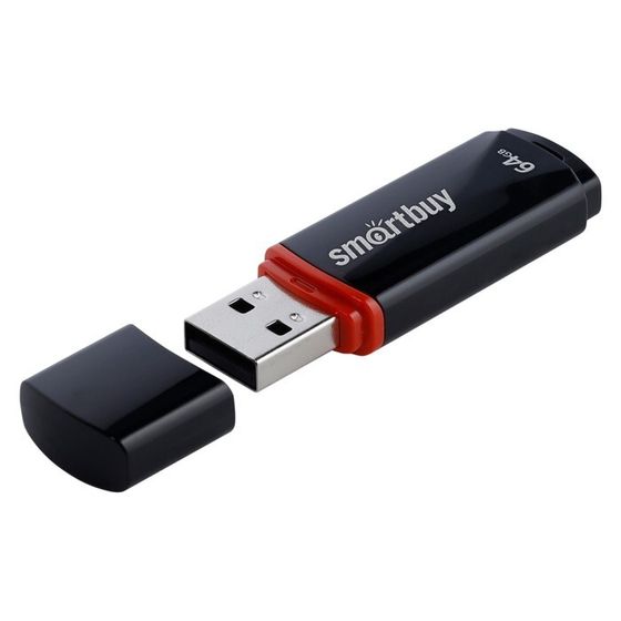 Флешка Smartbuy 64GBCRW-K, 64 Гб, USB2.0, чт до 25 Мб/с, зап до 15 Мб/с, черная