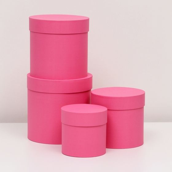 Набор круглых коробок  4 в 1 &quot;Розовый&quot; 20 х 20  - 13 х 13 см