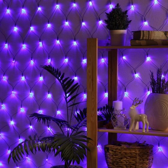 УЦЕНКА Гирлянда «Сеть», 2×2 м, IP20, 224 LED, 220 В, 8 режимов, тёмная нить, свечение синее