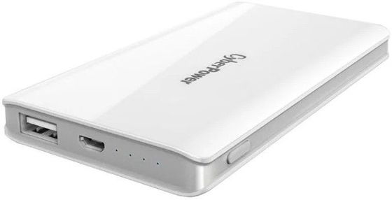 Портативный аккумулятор CyberPower Li-Pol, 5000 мАч, 1x USB-A -  5V/2,1A, быстрая зарядка, LED индикатор заряда, белый