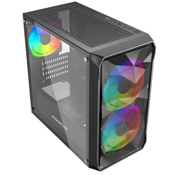 Корпус Powercase Mistral Micro A3B ARGB, Tempered Glass, 2x 140mm ARGB PWM+1x 120mm ARGB PWM, чёрный, mATX  (CMMAB-A3)