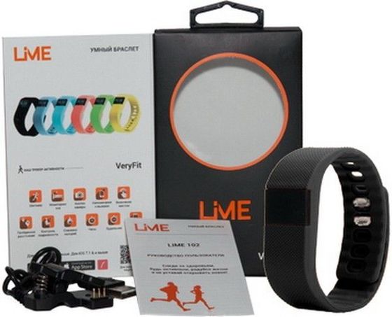 Фитнес-браслет Lime Lime 102 black 1,3&quot; регулируемый черный (Lime 102 black)