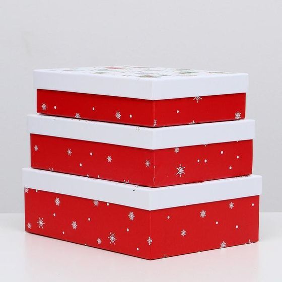 !09 Набор коробок 3 в 1 "Новогодние игрушки", 21 х 29 х 9 - 18 х 26 х 6 см