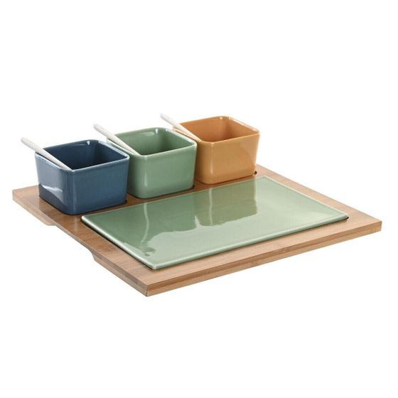 Набор для аперитива DKD Home Decor Farfor Multicolor Bamboo 8 предметов (30 x 30 x 6 см)