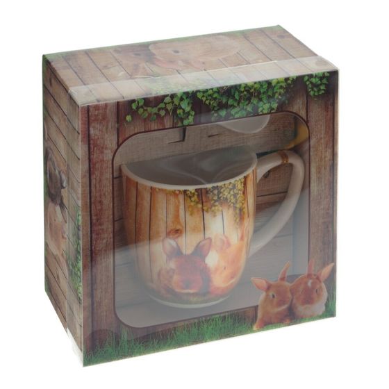 Кружка с ложкой, 150 мл, L10 W7 H7,5 см, 4в