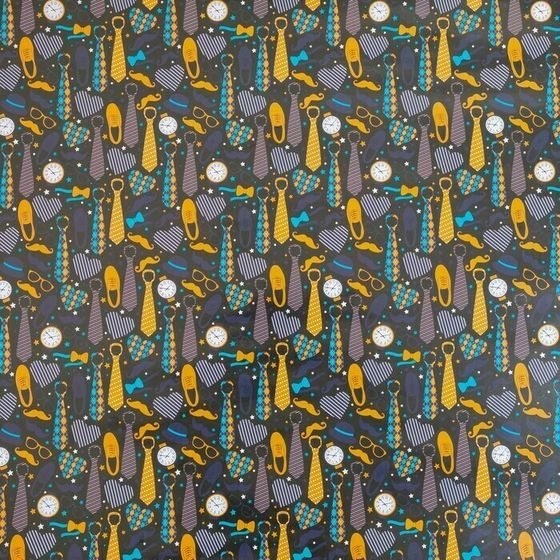 !09 Бумага (набор 5 листов) упаковочная глянцевая "Галстуки" 50 × 70 см.