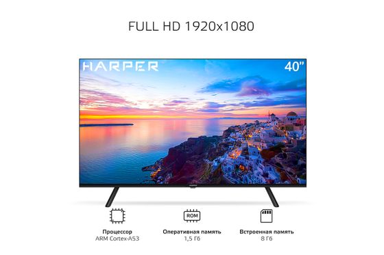 Телевизор LED 40&quot; Harper 40F720TS Smart TV черный безрамочный