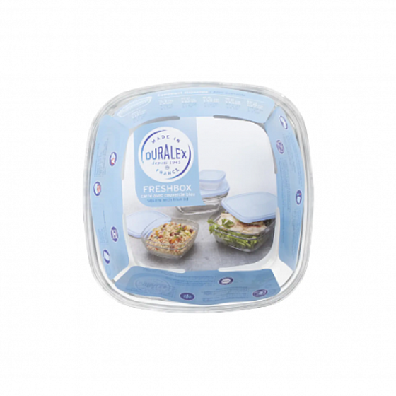 Набор контейнеров FRESHBOX 3пр квадратные с голубыми крышками