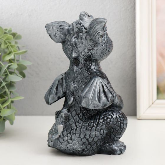 !09 Фигурка "Дракончик" 18х10х10 см, цвет серебристо черный