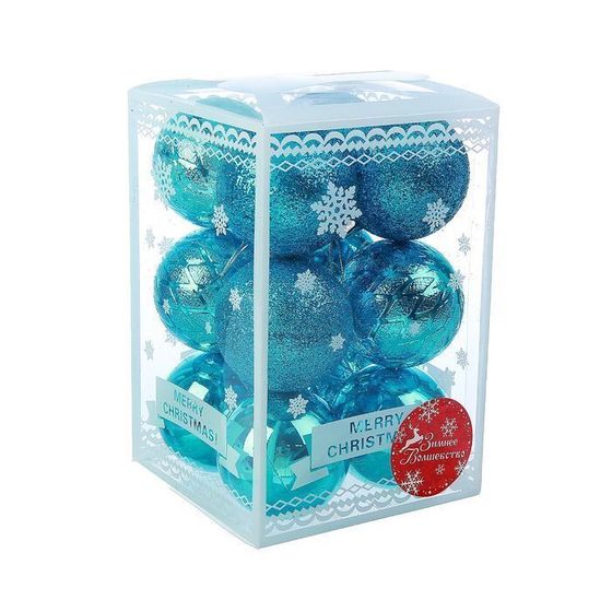 !09 Набор елочных шаров 12 штук &quot;Анданте&quot;, шары новогодние, d=6 см. цвет голубой