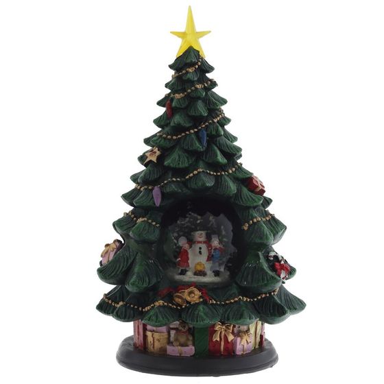 Фигур декор в стекл шаре &quot;Елка и Снеговик&quot; (подсв,муз, вьюга, AAх3 н/п), D 10 см, L19,5 W19,5 H35 см