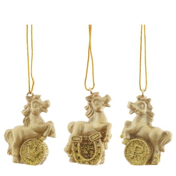 Фигурка декоративная подвесная &quot;Лошадка&quot;, L3 W1,5 H4 см, 3в.