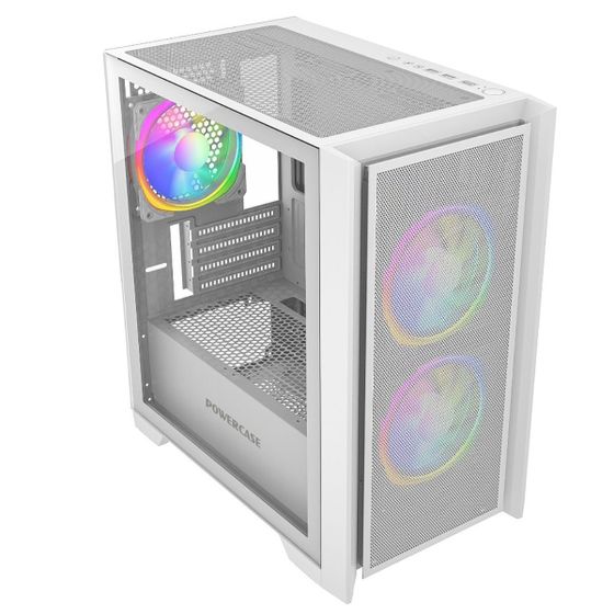 Корпус Powercase Alisio Micro Z3W ARGB, Tempered Glass, 3x 120mm ARGB fan, белый, mATX  (CAMZW-A3)