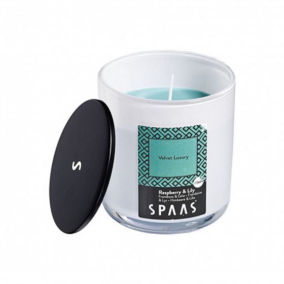 Свеча ароматическая в стакане с алюминиевой крышкой МАЛИНА-ЛИЛИЯ 9.5х10.5 56ч