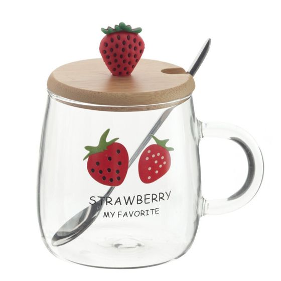 Кружка с крышкой и ложкой, 470 мл, L12 W9 H12,5 см, 4в.