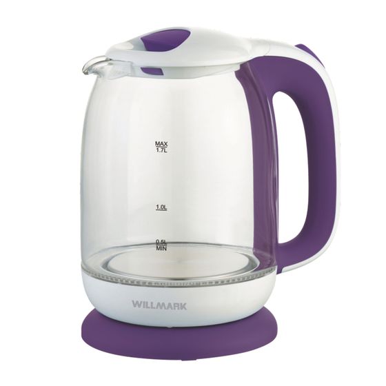 Чайник электрический Willmark WEK-1704G 1.7л 2200Вт Белый/фиолетовый