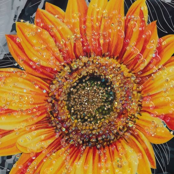 Панно с кристальным декором &quot;Подсолнух&quot;, L30 W1,5 H40 см