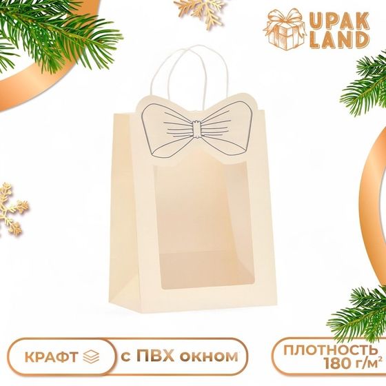 Пакет подарочный новогодний с оком &quot;Бант&quot;, 19 х 26 х 13 см.