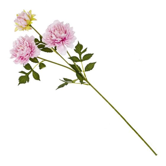 Цветок искусственный с каплями росы "Пион" , L12 W10 H66 см
