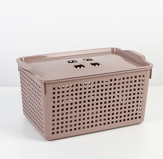 Корзинка ЛОФТ мокка 5.3л 295х185х145мм с крышкой