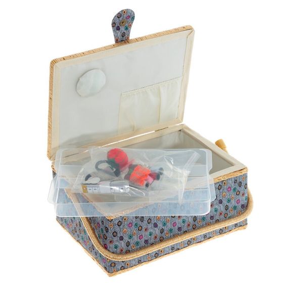 Шкатулка для рукоделия (с подносом и набором для шитья), Д34 Ш23 В16 см