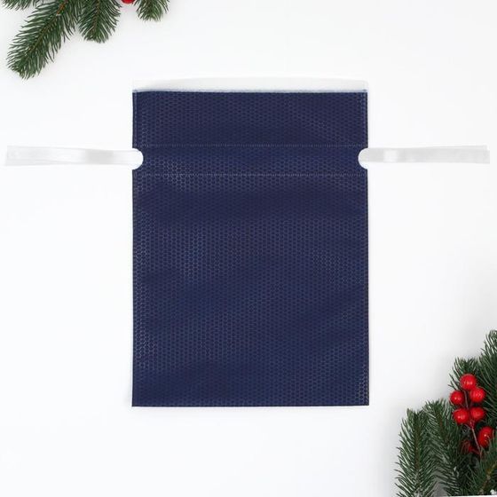 !09 Мешок подарочный (набор 2 штуки) "Золотые снежинки", 22 x 31 см.