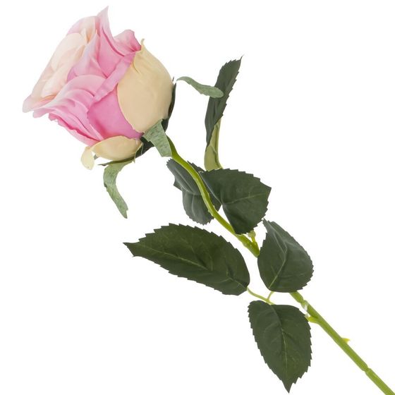 Цветок искусственный с каплями росы "Роза", L9 W8 H51 см