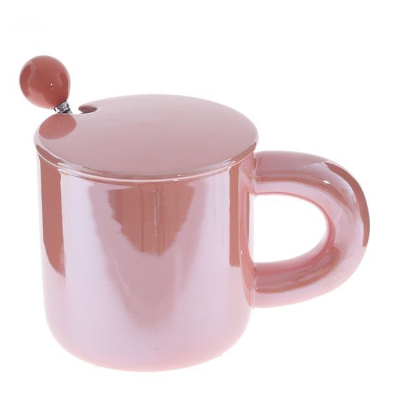 Кружка с крышкой и ложкой, 300 мл, L14 W9 H11 см, 4в.