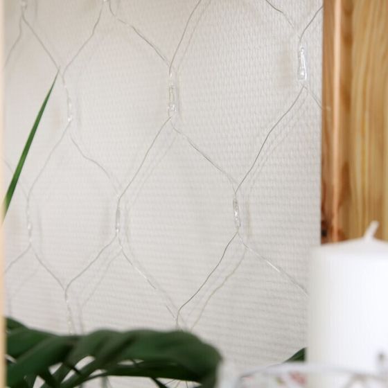 !09 Гирлянда «Сеть» 1.6 × 1.6 м, IP20, прозрачная нить, 144 LED, свечение тёплое белое, 8 режимов, 220 В