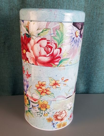 !09 Банка для хранения "Цветы" 3 в 1 H- 28 см.