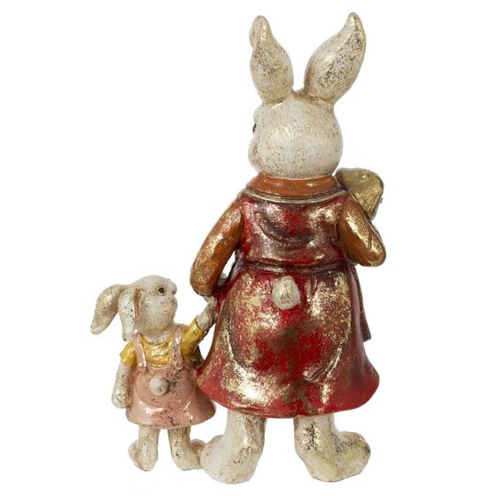 Фигурка декоративная "Зайчиха с зайчонком", L14 W7,5 H21,5 см