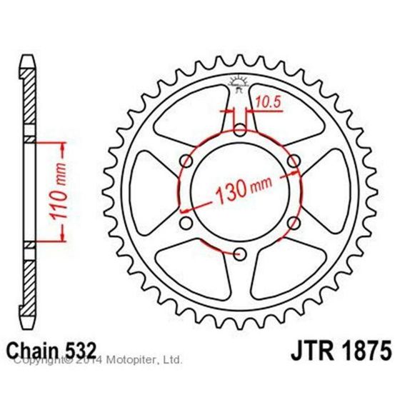 Звезда ведомая JT sprockets JTR1875-48, цепь 532, 48 зубьев