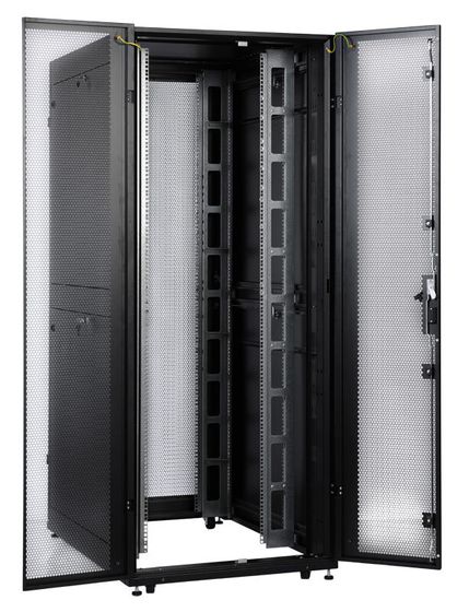 ЦМО Шкаф серверный ПРОФ напольный 48U (800x1200) дверь перфор., задние двойные перфор., черный, в сборе (ШТК-СП-48.8.12-48АА-9005)