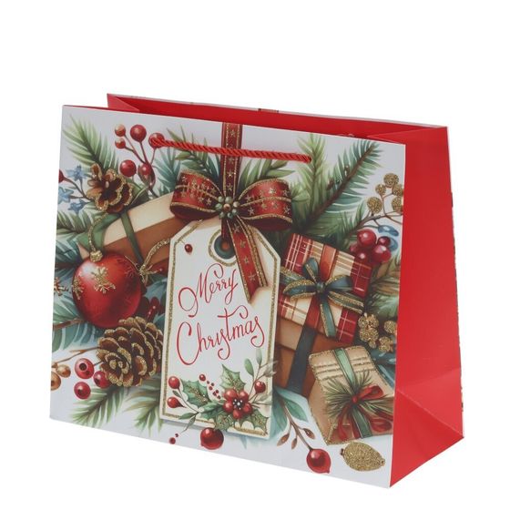 Пакет подарочный (бумага 210г/м2, блок 12шт), L18 W10 H23 см, 4в.