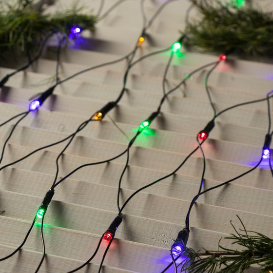 УЦЕНКА Гирлянда «Сеть», 2×2 м, IP20, 224 LED, 220 В, 8 режимов, тёмная нить, свечение мульти
