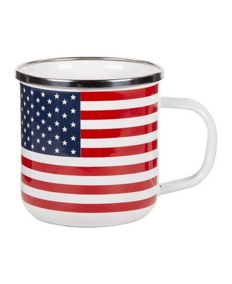 Stars Stripes Enamelware Adult Mugs, Set of 4