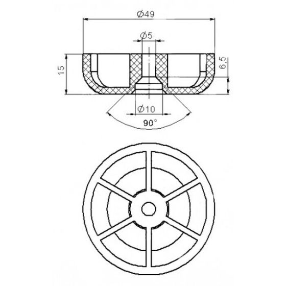 !09 Набор из 20-ти штук - Опора ТУНДРА под шуруп №2, Н=15 мм, черная
