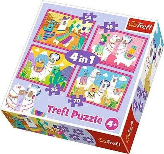 Trefl Puzzle 4w1 - Lamy na wakacjach