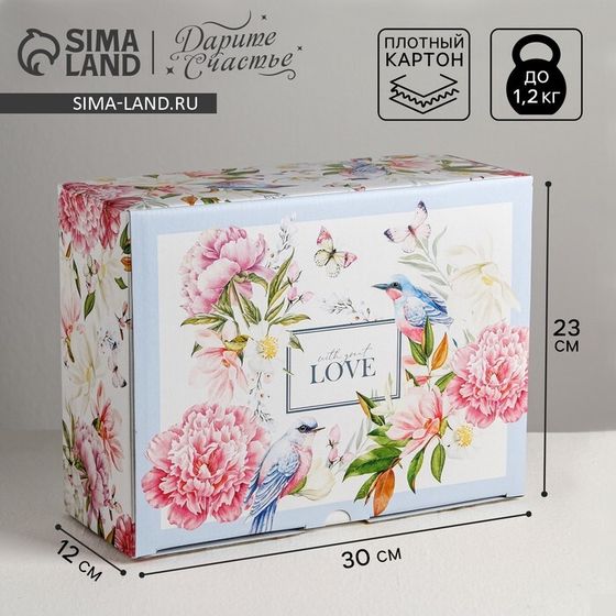 Коробка‒пенал, упаковка подарочная, Love, 30 х 23 х 12 см
