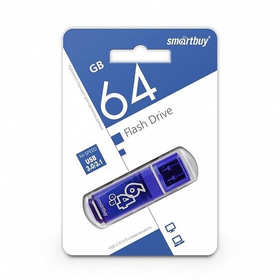 Флеш диск 64Gb Smartbuy Glossy SB64GBGS-DB USB3.0 темно-синий