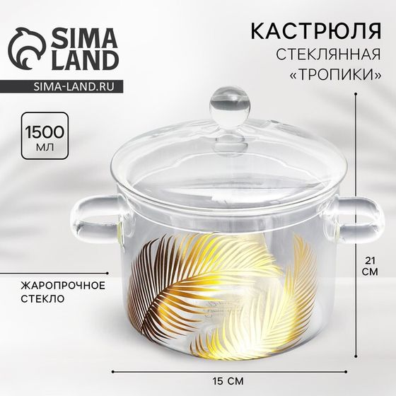 Кастрюля из жаропрочного стекла Дорого внимание «Тропики», 1500 мл