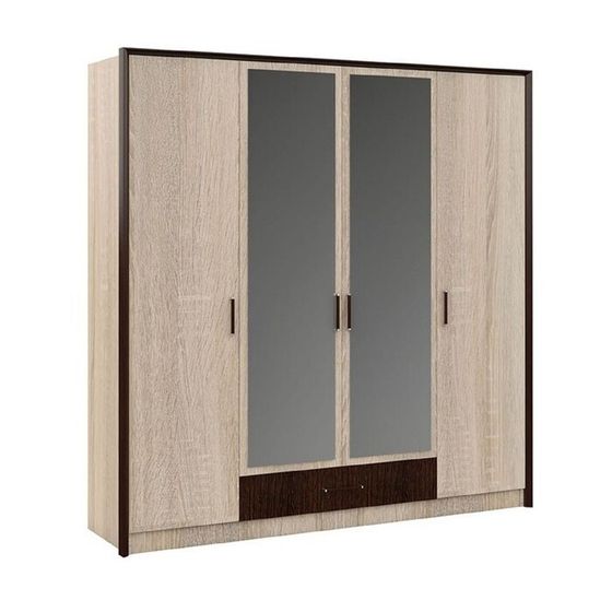 Шкаф 4-х дверный «Эшли», 1812 × 583 × 2118 мм, цвет венге / дуб сонома