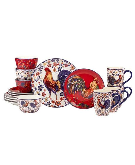 Morning Rooster 16Pc Dinnerware Set, Service for 4