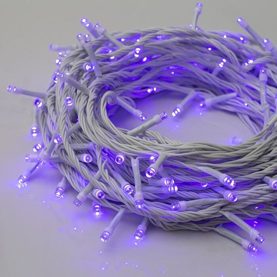 УЦЕНКА Гирлянда «Нить», 20 м, IP20, 200 LED, 220 В, 8 режимов, белая нить, свечение фиолетовое