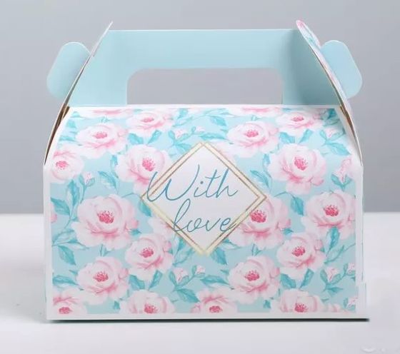 !09 Сундучок (набор 3 штуки) для сладкого With love, 16 × 15 × 9 см. голубого цвета