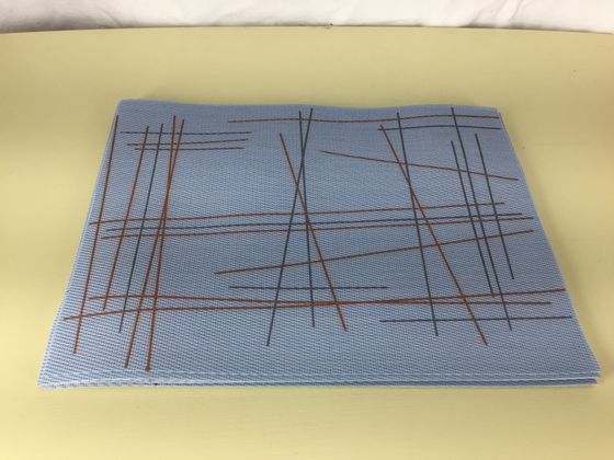 !09 Салфетка (набор 3 штуки) под горячее "Клетка", 30/43 см. цвет голубой