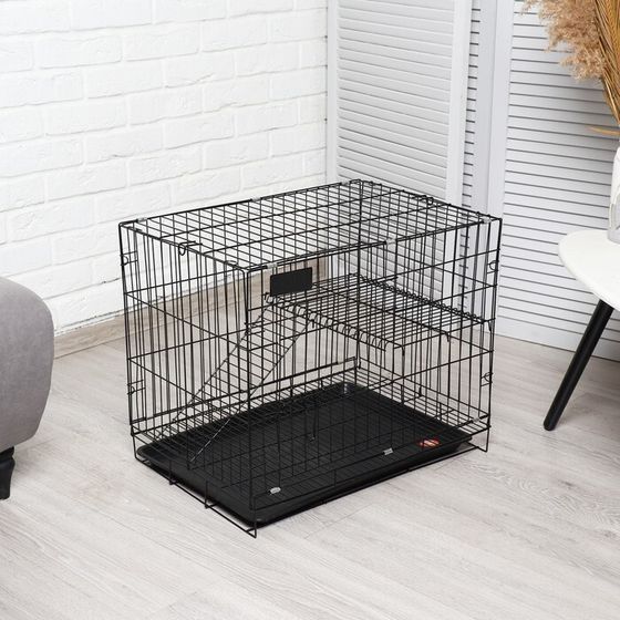 Клетка для собак и кошек, двухъярусная 61 х 42 х 50 см, чёрная